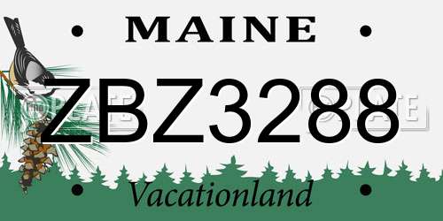 ZBZ3288 Maine License Plate