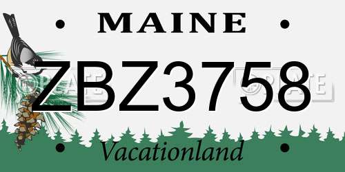 ZBZ3758 Maine License Plate