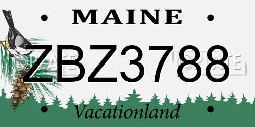 ZBZ3788 Maine License Plate