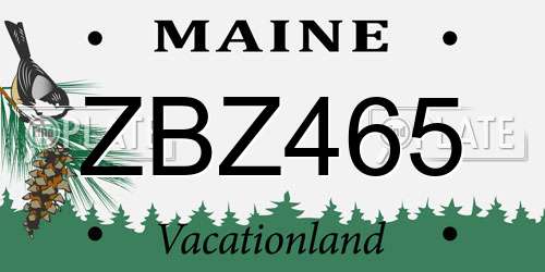 ZBZ465 Maine License Plate