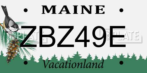ZBZ49E Maine License Plate