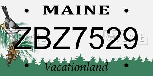 ZBZ7529 Maine License Plate
