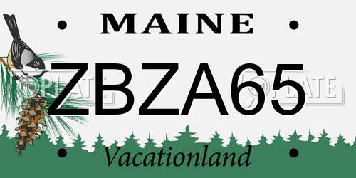 ZBZA65 Maine License Plate