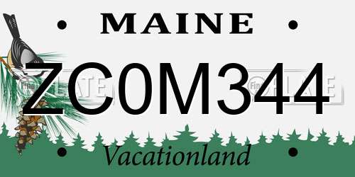 ZC0M344 Maine License Plate