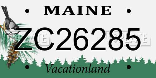 ZC26285 Maine License Plate
