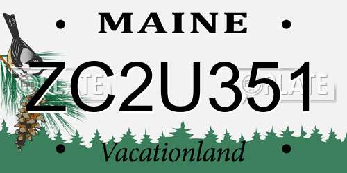 ZC2U351 Maine License Plate