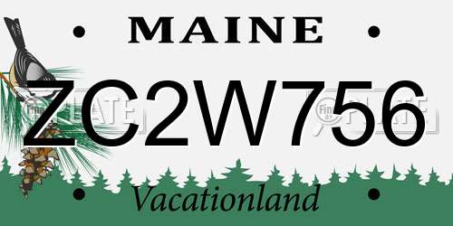 ZC2W756 Maine License Plate
