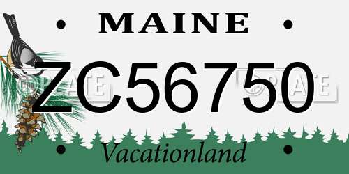 ZC56750 Maine License Plate