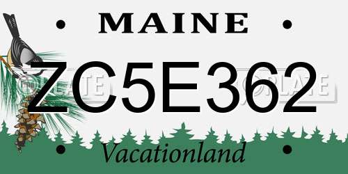 ZC5E362 Maine License Plate