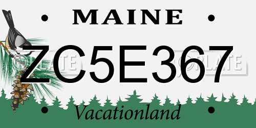 ZC5E367 Maine License Plate