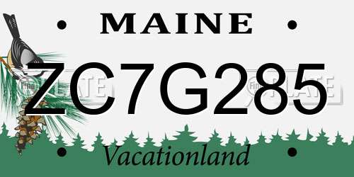 ZC7G285 Maine License Plate