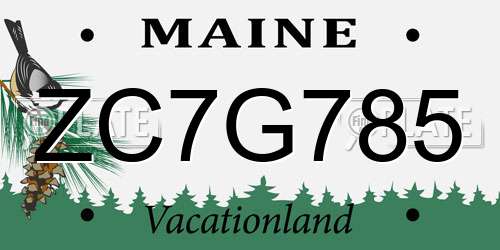 ZC7G785 Maine License Plate
