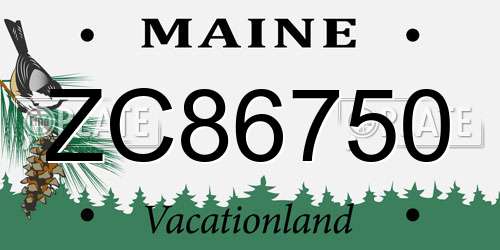 ZC86750 Maine License Plate