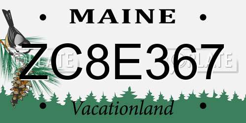 ZC8E367 Maine License Plate