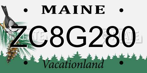ZC8G280 Maine License Plate