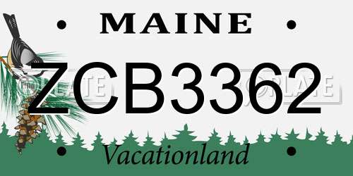 ZCB3362 Maine License Plate