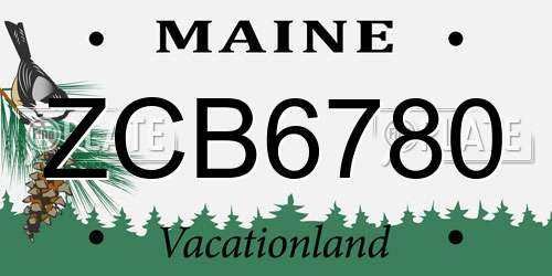 ZCB6780 Maine License Plate