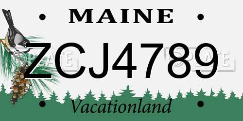 ZCJ4789 Maine License Plate