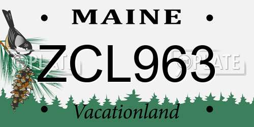 ZCL963 Maine License Plate