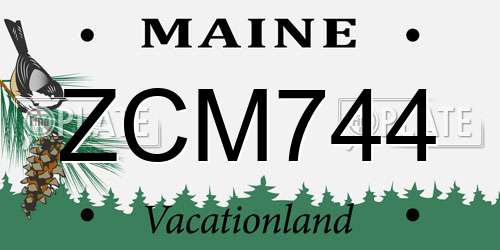 ZCM744 Maine License Plate