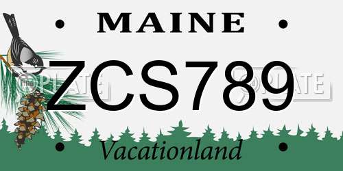 ZCS789 Maine License Plate