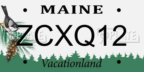ZCXQ12 Maine License Plate