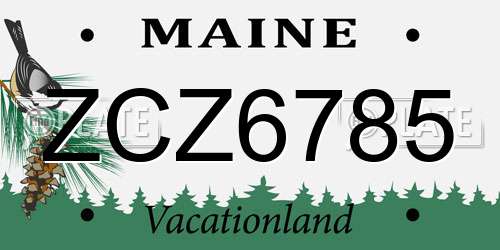ZCZ6785 Maine License Plate