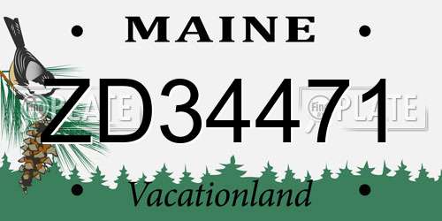 ZD34471 Maine License Plate