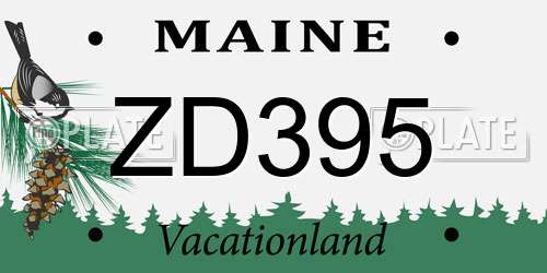 ZD395 Maine License Plate