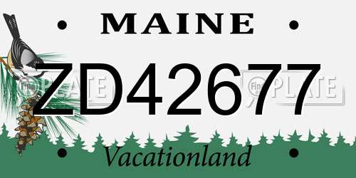 ZD42677 Maine License Plate