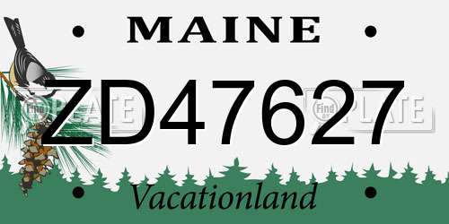 ZD47627 Maine License Plate