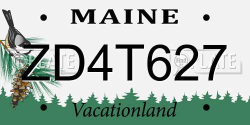 ZD4T627 Maine License Plate
