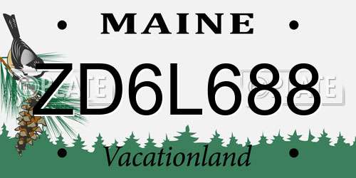 ZD6L688 Maine License Plate