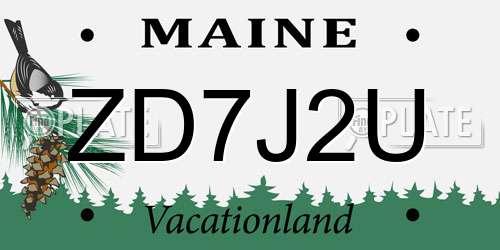 ZD7J2U Maine License Plate