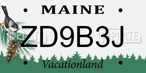 ZD9B3J Maine License Plate