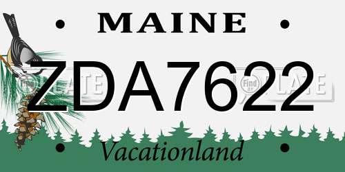 ZDA7622 Maine License Plate
