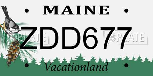 ZDD677 Maine License Plate