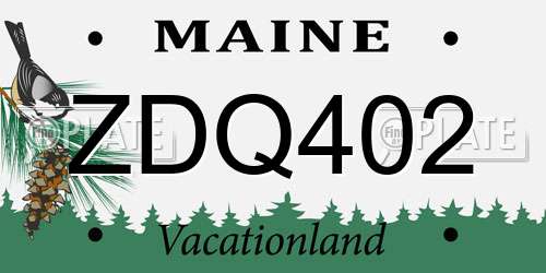 ZDQ402 Maine License Plate