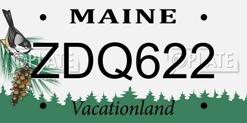 ZDQ622 Maine License Plate
