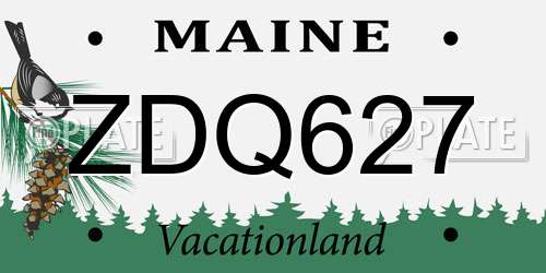 ZDQ627 Maine License Plate