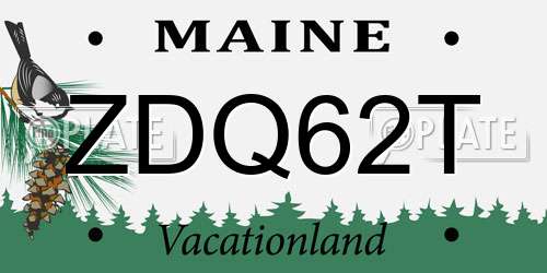 ZDQ62T Maine License Plate