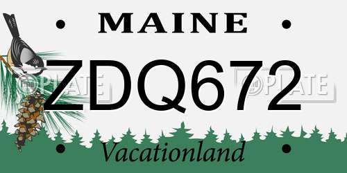 ZDQ672 Maine License Plate