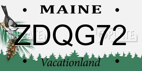 ZDQG72 Maine License Plate