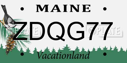 ZDQG77 Maine License Plate