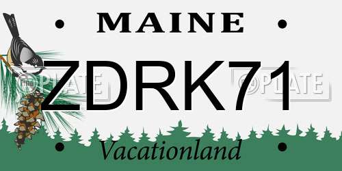 ZDRK71 Maine License Plate