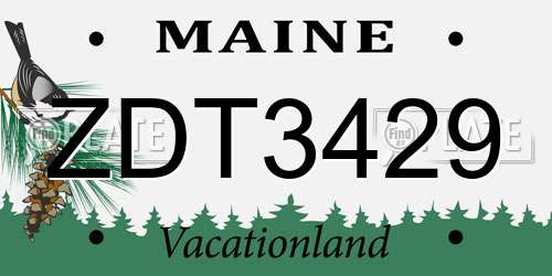 ZDT3429 Maine License Plate