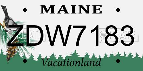 ZDW7183 Maine License Plate