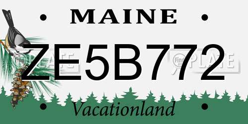 ZE5B772 Maine License Plate