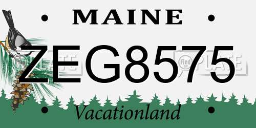ZEG8575 Maine License Plate