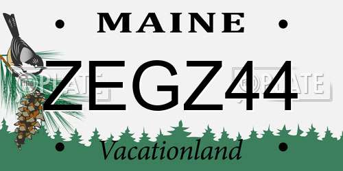 ZEGZ44 Maine License Plate
